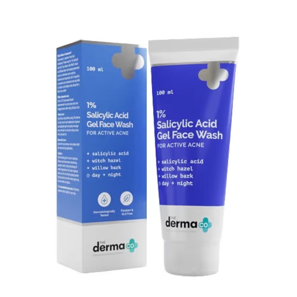 The Derma Co 1% Salicylic Acid Gel Face Wash With Salicylic Acid & Witch Hazel For Active Acne (100ml)