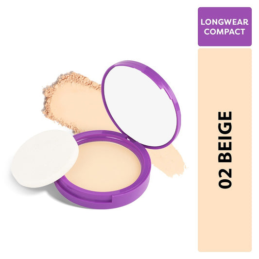 SUGAR POP Longwear Compact 02 Beige, UV Protection, Pore Minimizing, Medium Coverage