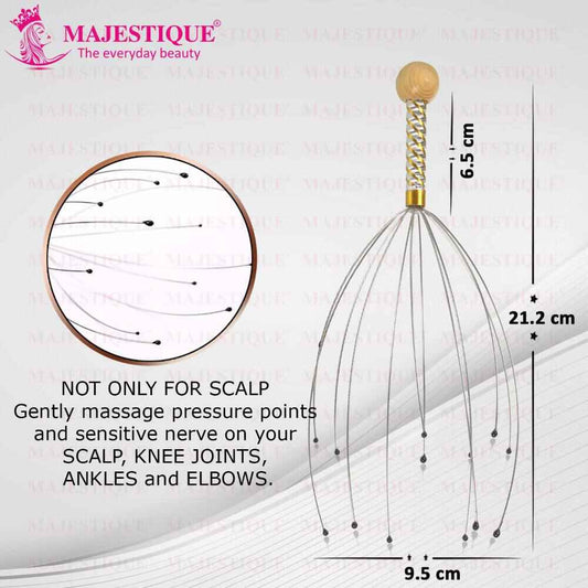 Majestique Head and Scalp Massager, Handheld Head Massage Tingle Stress Relief (Color May Vary)