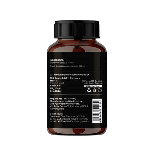 Jiva Pure Shilajit Strengthens Reproductive System & Nervous System (60 Capsules)