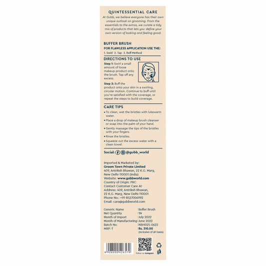 GUBB Buffer Foundation Brush For Face Makeup - Stippling Brush - Wooden Makeup Brush Single