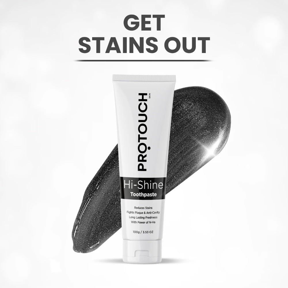 PROTOUCH Hi-Shine Toothpaste with Deep Clean Charcoal and Refreshing Mint for Teeth Whitening (100 gms)
