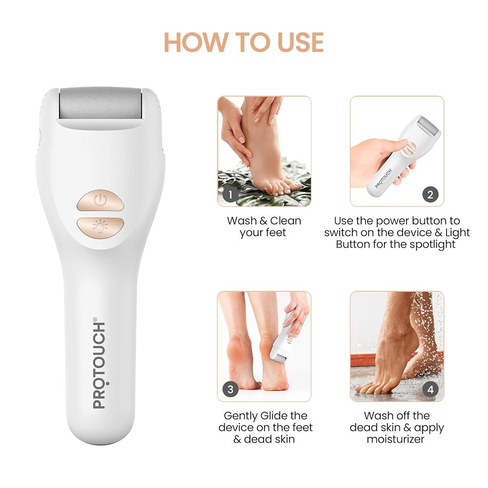 PROTOUCH Bliss Electric Callus Remover - Professional Home Pedicure Device - Gently Buffs, Exfoliates & Smooths Cracked Heels & Rough Feet for Salon-Soft Results at Home
