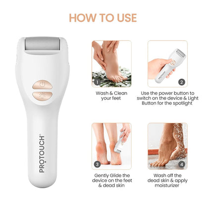 PROTOUCH Bliss Electric Callus Remover - Professional Home Pedicure Device - Gently Buffs, Exfoliates & Smooths Cracked Heels & Rough Feet for Salon-Soft Results at Home