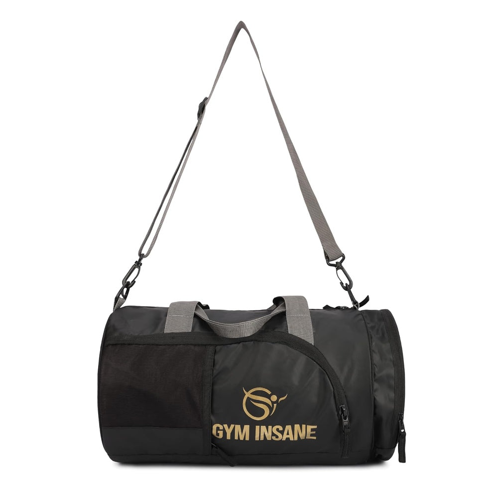 GYM INSANE Gym Duffle Bags for Men Gym Bag with Shoe Compartment for Men - Women - Boys & Girls (Black/Golden)