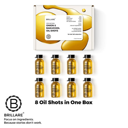 Brillare Onion & Bakuchiol Oil Shots For Hair Fall Reduction (8 Vials X 6ml)