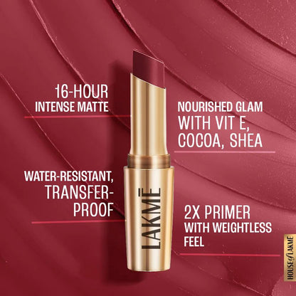 Lakme 9to5 Powerplay Priming Matte Lipstick - Berry Base (3.6 gms)