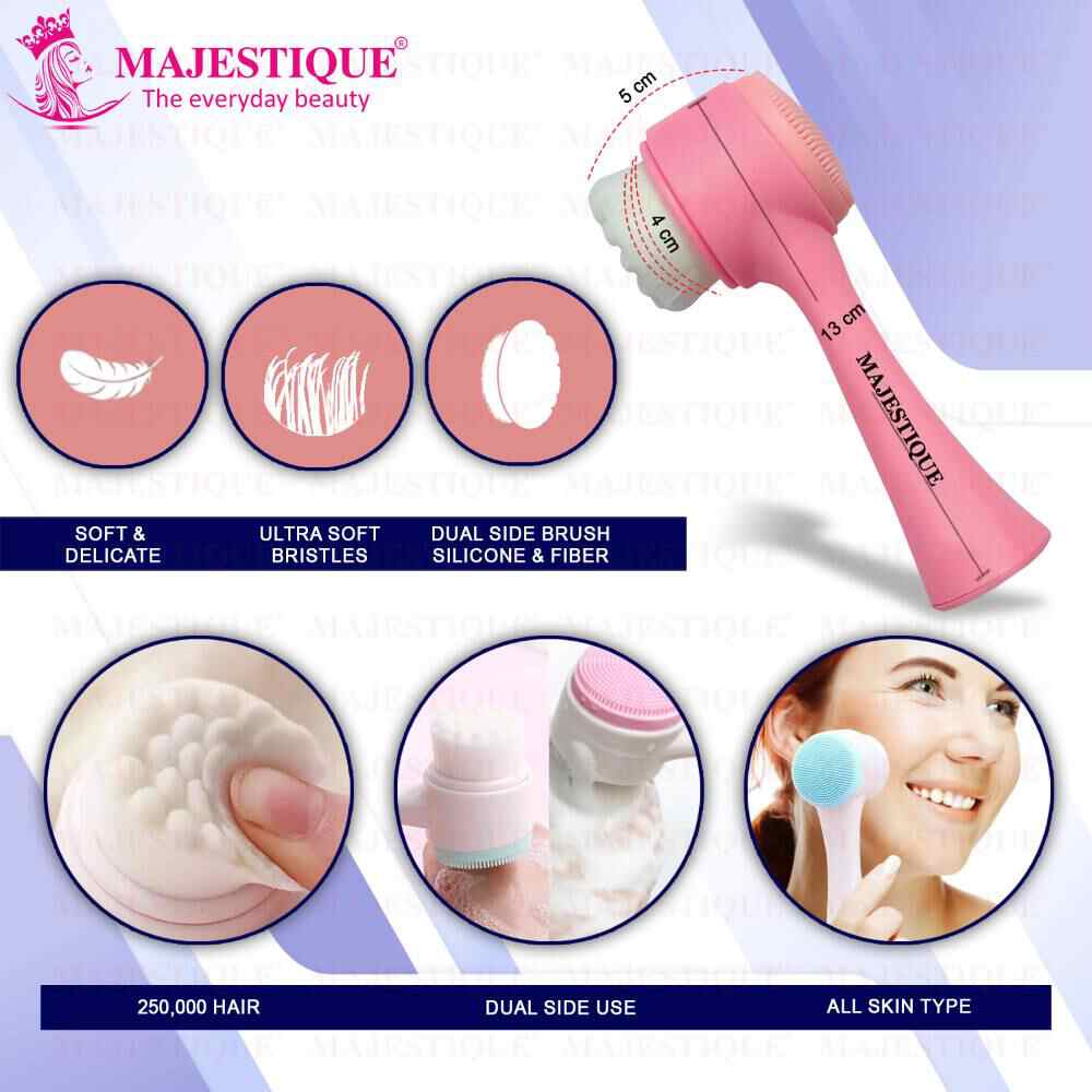 Majestique Face Exfoliator Brush FC3 Deep Pore Cleaning, Soft Silicone Facial Wash Massage Brush (Color May Vary)
