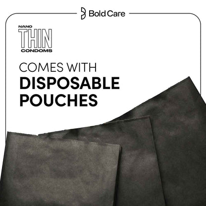 Bold Care 404 Super Nano Thin Condoms For Men, 50 Microns with Disposable Pouches (50 gms)