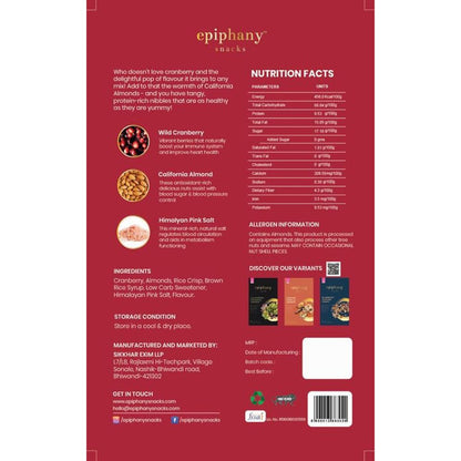 Epiphany Snacks Cranberry Almond Energy Bar Dry Fruit (85 gms)
