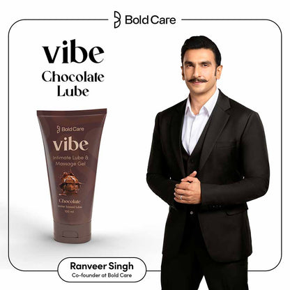 Bold Care Vibe - Natural Personal Lubricant for Men and Women, Premium Chocolate Flavour, Water Based Lube (100ml)