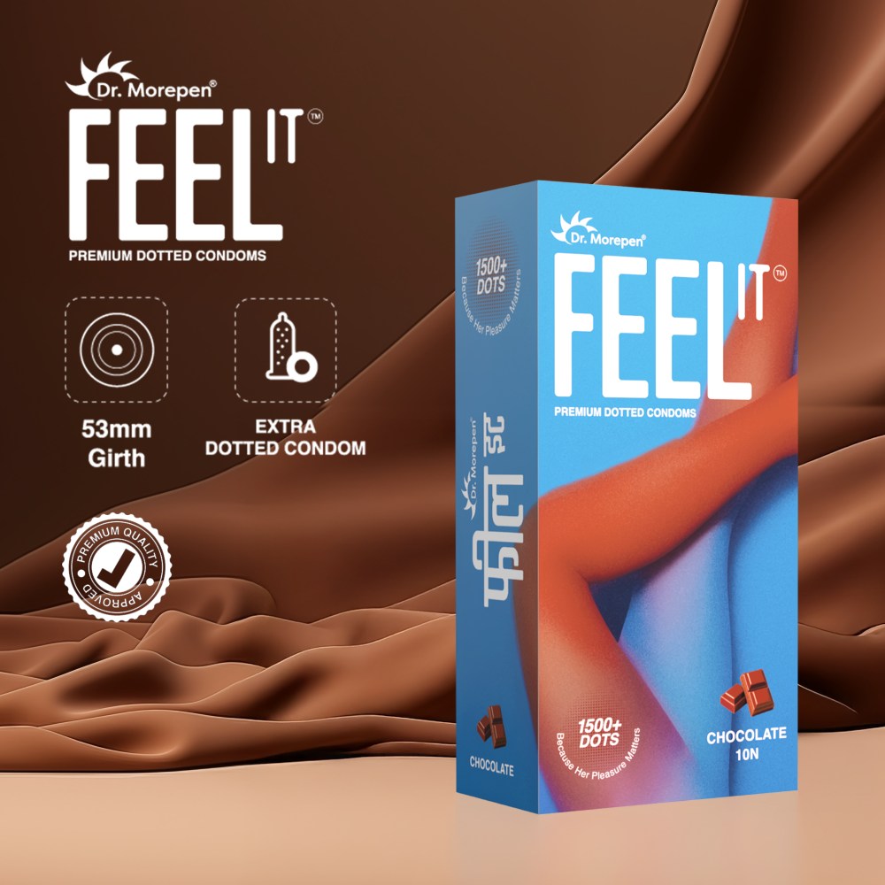 Dr. Morepen Feel It Mass Dotted Condoms 10S Chocolate Flavour