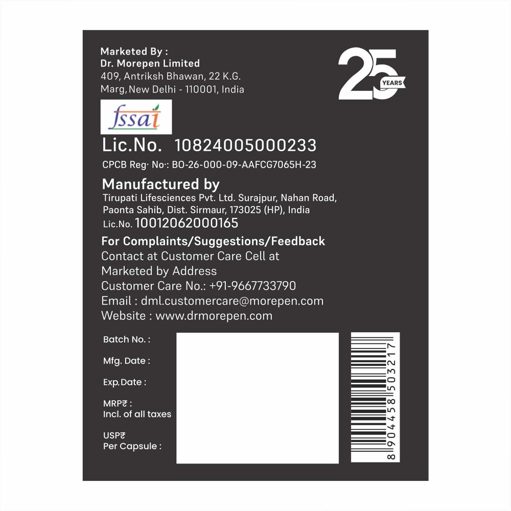 Dr. Morepen Muscle Food ZMA ZINC +MAGNESIUM + VITAMIN B6 Enhance recovery, sleep, and performance with essential ZMA support- 60 Capsules