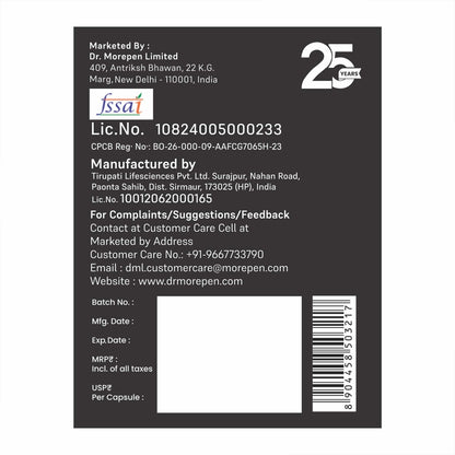 Dr. Morepen Muscle Food ZMA ZINC +MAGNESIUM + VITAMIN B6 Enhance recovery, sleep, and performance with essential ZMA support- 60 Capsules