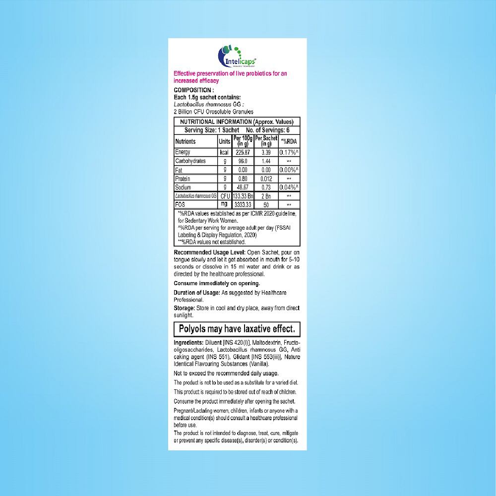 Dr. Morepen Intebact Insta 2Bn Cfu Probiotics Supplement Vanilla Flavour (6 Sachets)