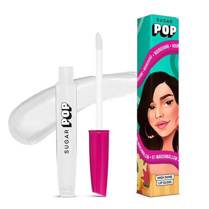 SUGAR POP High shine Lip Gloss  01 Marshmallow, Richly Pigmented, Hyaluronic-Infused