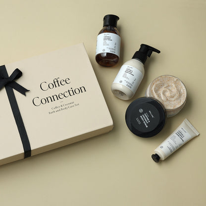 Brillare Coffee Connection Gift Box | Coffee & Coconut Body Wash, Body Lotion, Body Scrub & Hand Creme | Energizing & Nourishing Skincare For All Skin Types (Pack of 4)