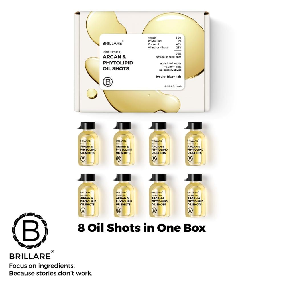 Brillare Argan & Phyto lipid Oil Shots For Dry, Frizzy Hair (8 Vials X 6ml)