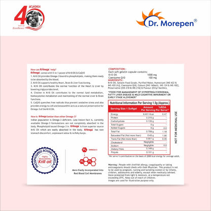 Krimega Softgel Capsules (Krill Oil 1000mg + Coq 10 100mg)1000MG (1X10 Capsules)