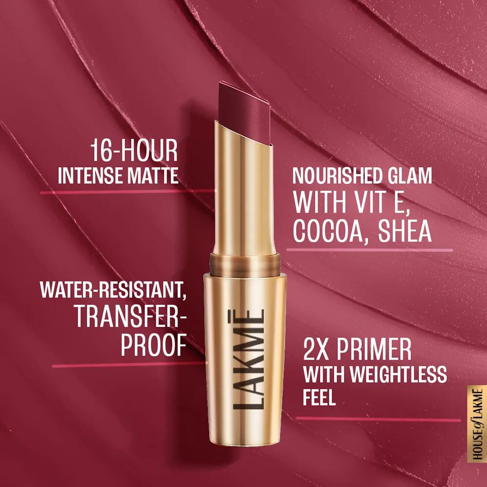 Lakme 9to5 Powerplay Priming Matte Lipstick - Maroon Mix (3.6 gms)