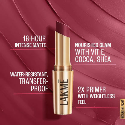 Lakme 9to5 Powerplay Priming Matte Lipstick - Maroon Mix (3.6 gms)