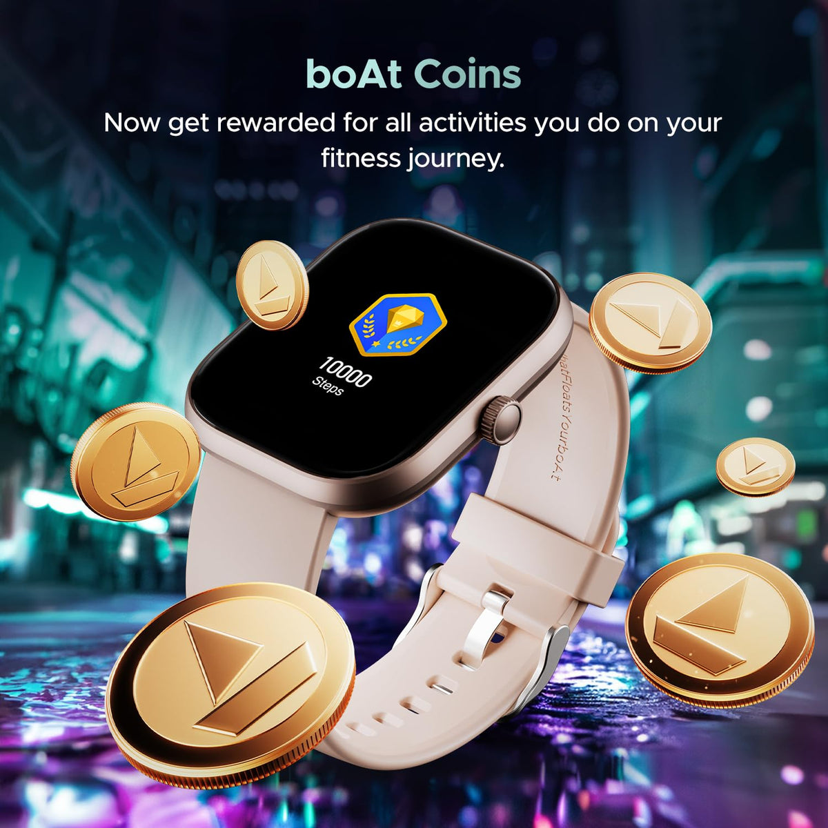 boAt Wave Sigma 3 w/Turn-by-Turn Navigation, 2.01" HD Display, Bluetooth Calling, Crest+ OS, QR Tray, Watch Face Studio, Coins, Emergency SOS Smart Watch for Men & Women (Cherry Blossom)