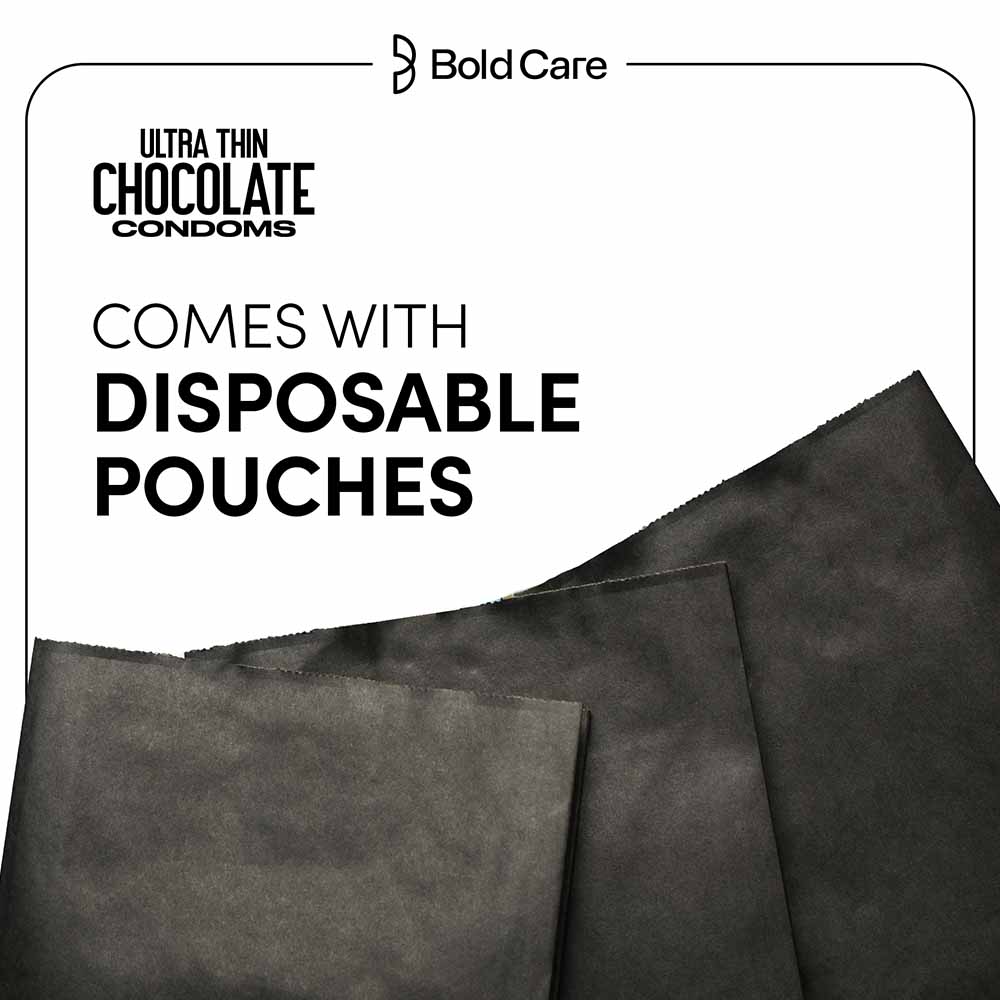 Bold Care 404 Super Ultra Thin Chocolate Flavored Condoms For Men, 60 Microns with Disposable Pouches (50 gms)