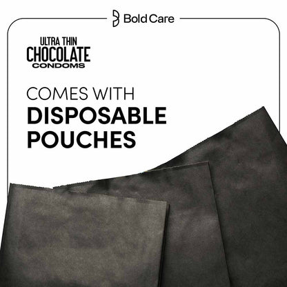 Bold Care 404 Super Ultra Thin Chocolate Flavored Condoms For Men, 60 Microns with Disposable Pouches (50 gms)