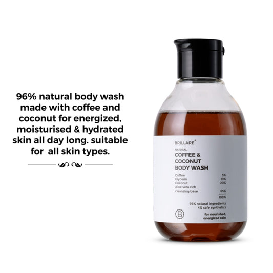 Brillare Coffee & Coconut Body Wash for Energized & Moisturised Skin- 200 ml