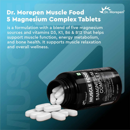 Dr. Morepen Muscle Food 5 Magnesium Complex- Advanced Magnesium Complex with 5 Magnesium Blend- 60 Tablets