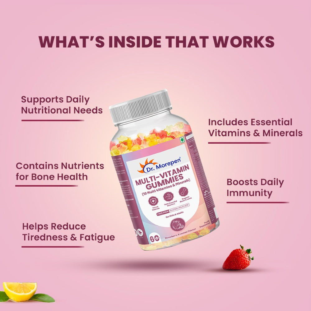 Dr. Morepen Multivitamin Gummies With 10 Multi-vitamins & Minerals (60 Gummies)