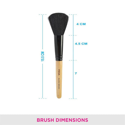 Vega Blush Brush With Wooden Handle And Natural Animal/Synthetic Hair (Ev-19)