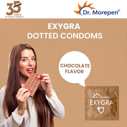 Dr.Morepen Exygra Condoms Dotted 3S (Chocolate Flavor)