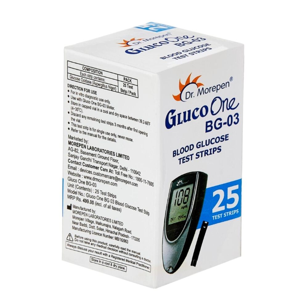 Dr.Morepen GlucoOne BG-03 Blood Glucose Test Strips (Pack of 25)