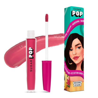 SUGAR POP High shine Lip Gloss  02 Cotton Candy, Richly Pigmented, Hyaluronic-Infused