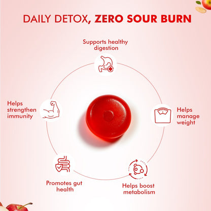 Dr. Morepen Apple Cider Vinegar Gummies with Pomegranate, Beetroot & Vitamin B12, Sugar-Free Daily Detox Supplement  Apple Flavour, 30 Gummies
