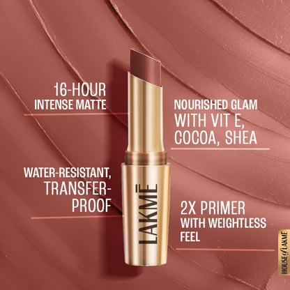 Lakme 9to5 Powerplay Priming Matte Lipstick - Nude Touch (3.6 gms)