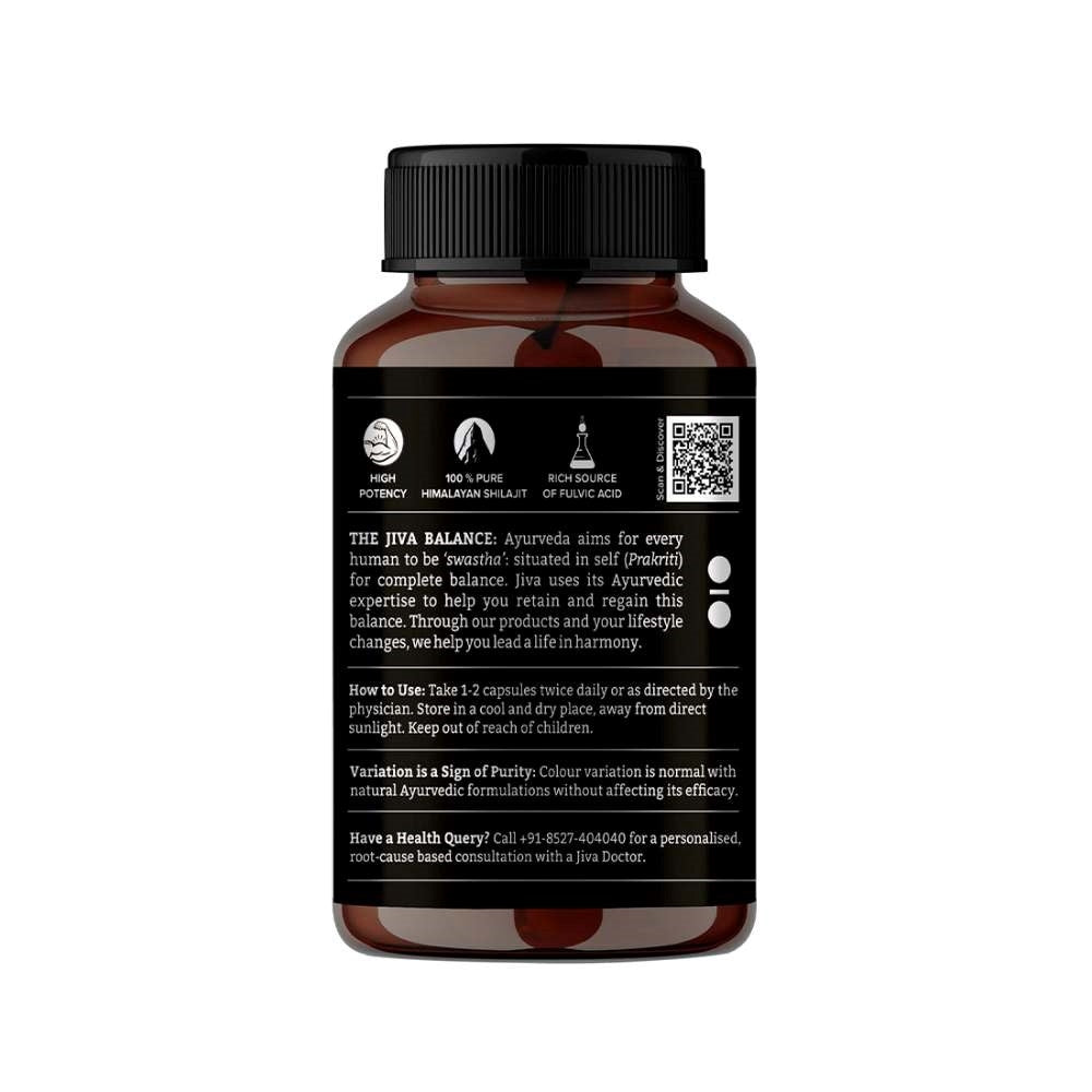 Jiva Pure Shilajit Strengthens Reproductive System & Nervous System (60 Capsules)