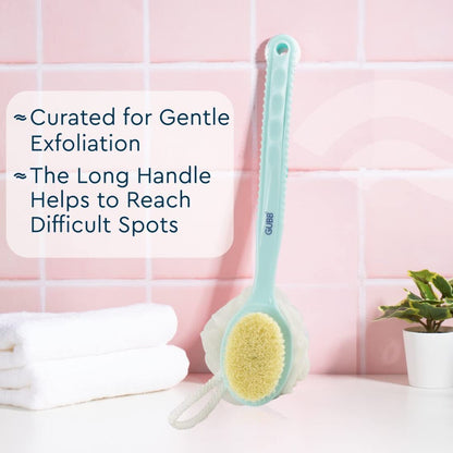 GUBB 2 IN 1 Loofah with Handle Back Scrubber, Dual Sided Exfoliating for Cleanse, Exfoliate & Massage