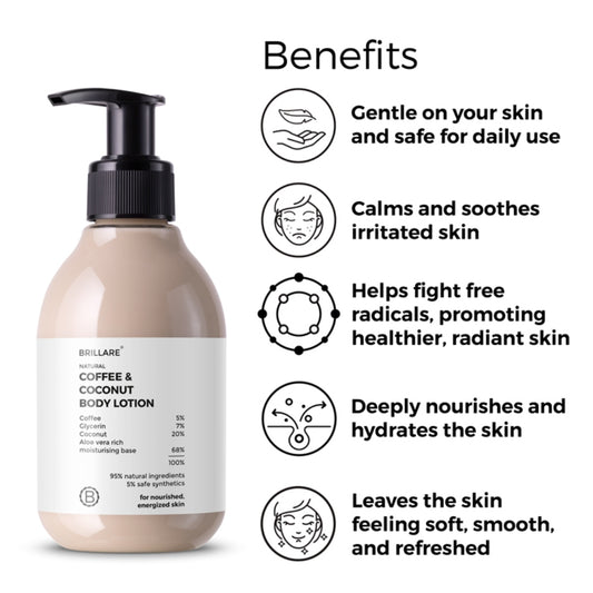 Brillare Coffee & Coconut Body Lotion for Energized & Moisturised Skin- 200 ml
