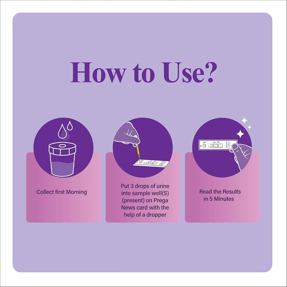 Prega News Value Pack ( 2 Gloves + 2 Urine Containers + 2 Pregnancy Test Kits) Accurate Result in Just 3 Minutes