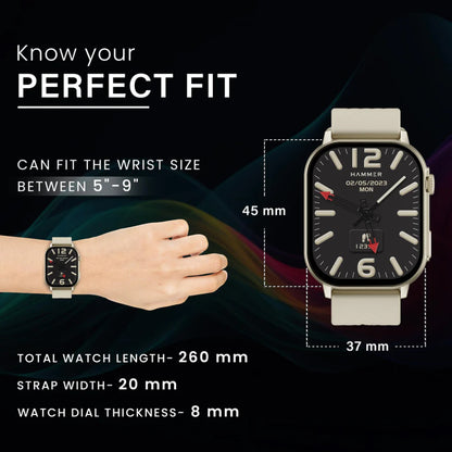 HAMMER Arctic 2.04" Super AMOLED Smart Watch, Metallic Build, BT Calling (Champagne Gold)