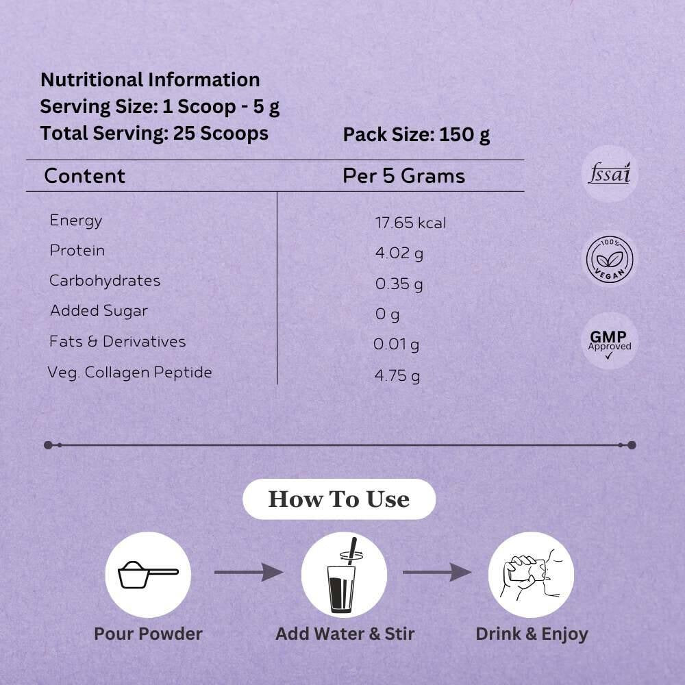 INJA Veg Collagen, 100% Vegetarian (Blackcurrant Flavour, 150 gms)