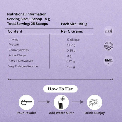 INJA Veg Collagen, 100% Vegetarian (Blackcurrant Flavour, 150 gms)