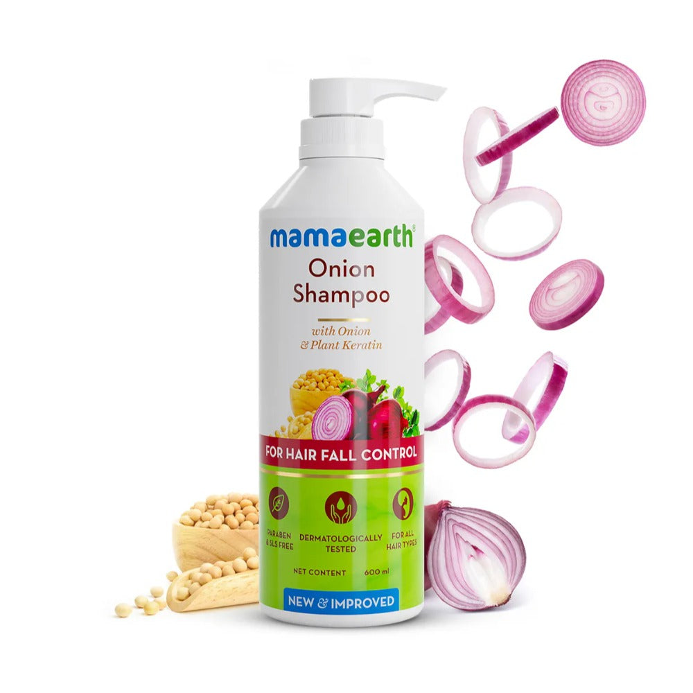 Mamaearth Onion Shampoo For Hair Growth & Hair Fall Control With Onion & Plant Keratin ( 600ml)