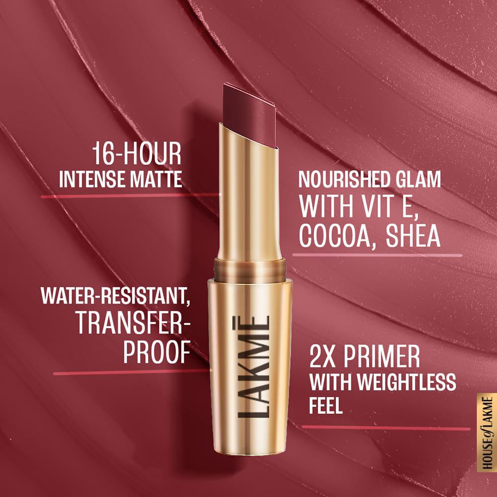 Lakme 9to5 Powerplay Priming Matte Lipstick - Rosy Sunday (3.6 gms)