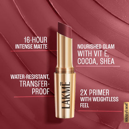 Lakme 9to5 Powerplay Priming Matte Lipstick - Rosy Sunday (3.6 gms)