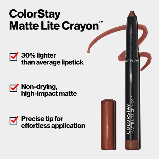 Revlon ColorStay Matte Lite Crayon Lipstick-Souffle All Day