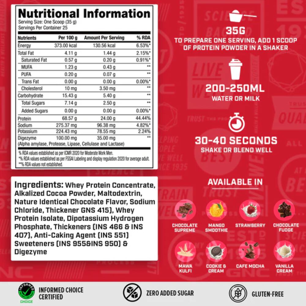 GNC Pro Performance 100% Whey Protein, Chocolate Fudge 2 lbs)
