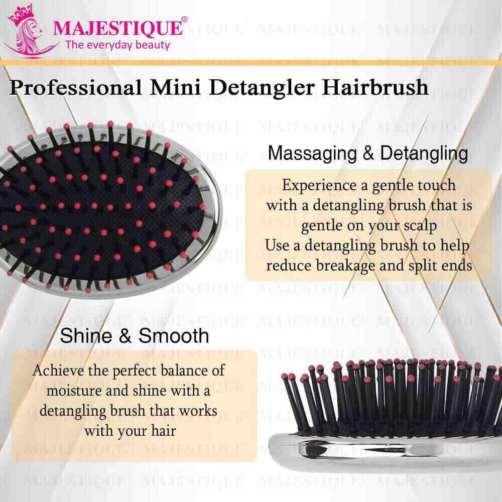 Majestique Mini Detangler Hair Brush, Massage Paddle for Adults & Kids (Color May Vary)